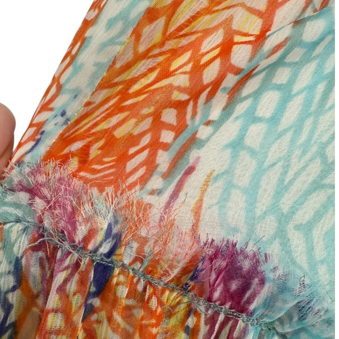 NWT Free People Sea Gypsy Rainbow Feather Print Midi Dress Size Small Boho Fairy - Image 12