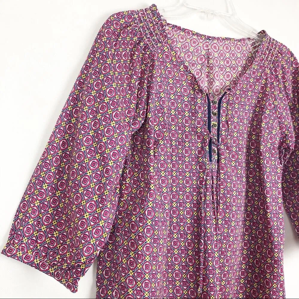 Weekend Womens Top Small Cotton Floral Boho Garden Hippie Minimalist Breathable Pink - Image 4
