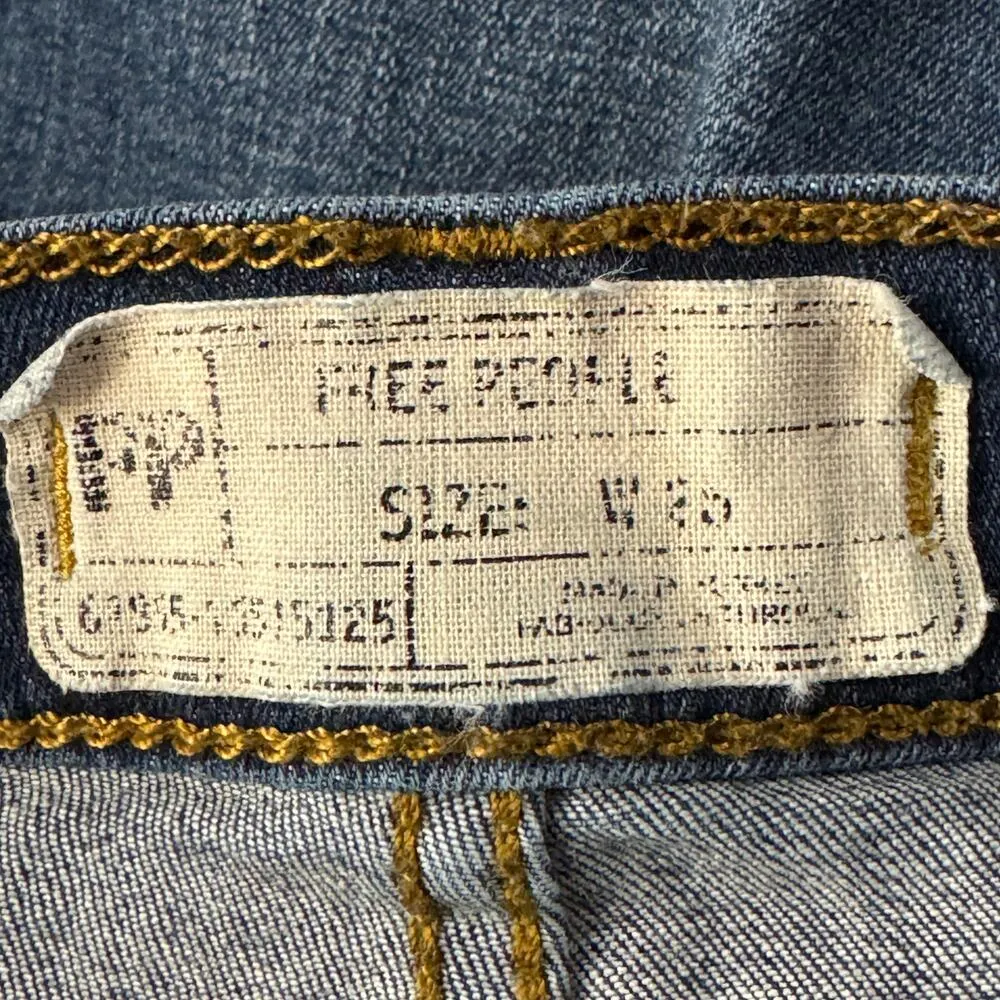 Free People SZ W25 Skinny Jeans Distressed Rips Mid-Rise Stretch Zip-Fly Blue - Image 8