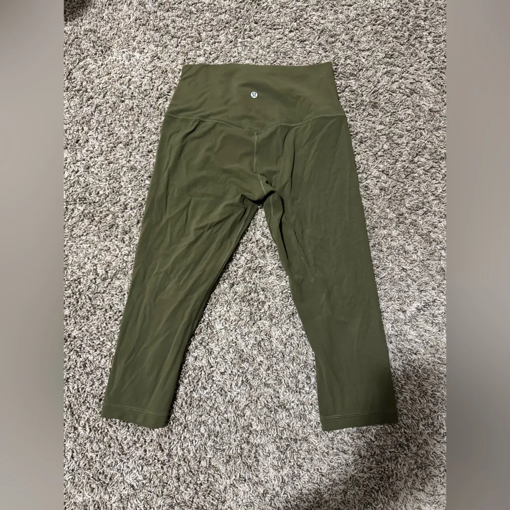 Lululemon Womens Olive Green Nulu Align Crop Leggings - Image 2