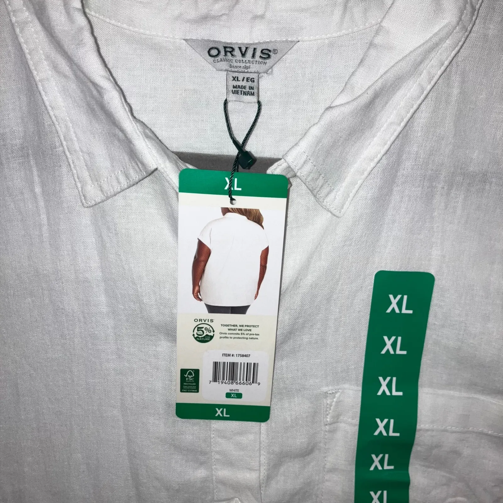 ORVIS Linen Blend Button Up Shirt Women XL Classic Short Sleeve Casual Capsule - Image 6