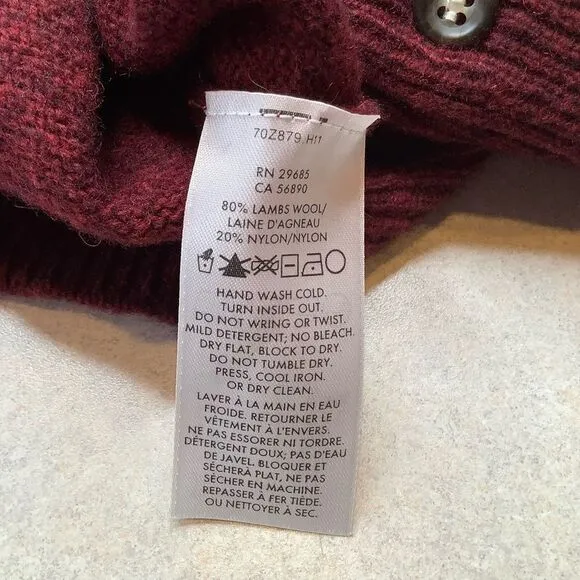 Pendleton Lambs Wool Long Button Down Cardigan XS‎ Merlot Red - Image 5