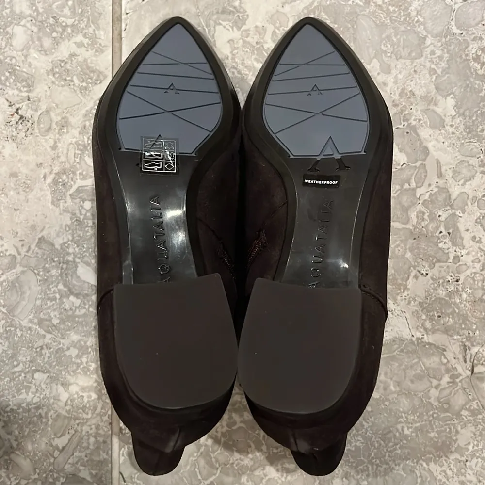 AQUATALIA Prisilla Brown Dress Suede Booties, Size 9 New in Box +DustBag - Image 4
