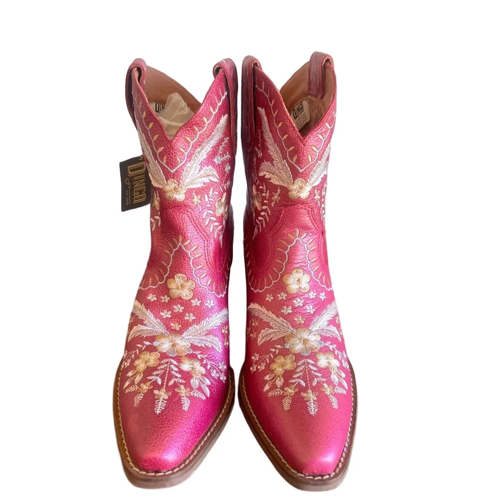 DINGO Primrose Floral Embroidery Women's Western Boot Size 8.5 #242994 - Image 3