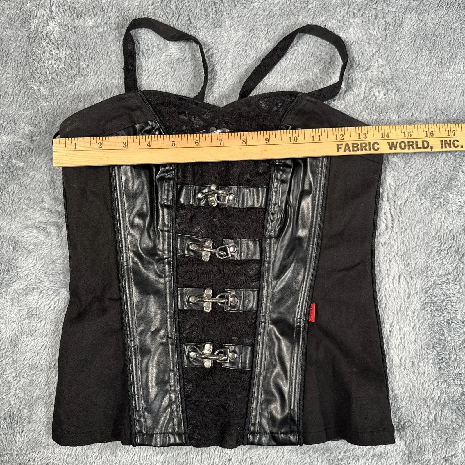 VTG Y2k Punk Goth Tripp NYC Black Corset Tank Top Buckles Clasps SZ Small - Image 5
