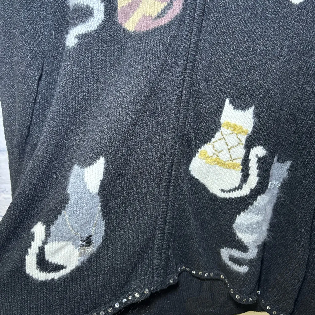Coldwater Creek Cat Sweater Womens 2X Wool Angora Rabbit Hair Beaded Sequin - Image 4