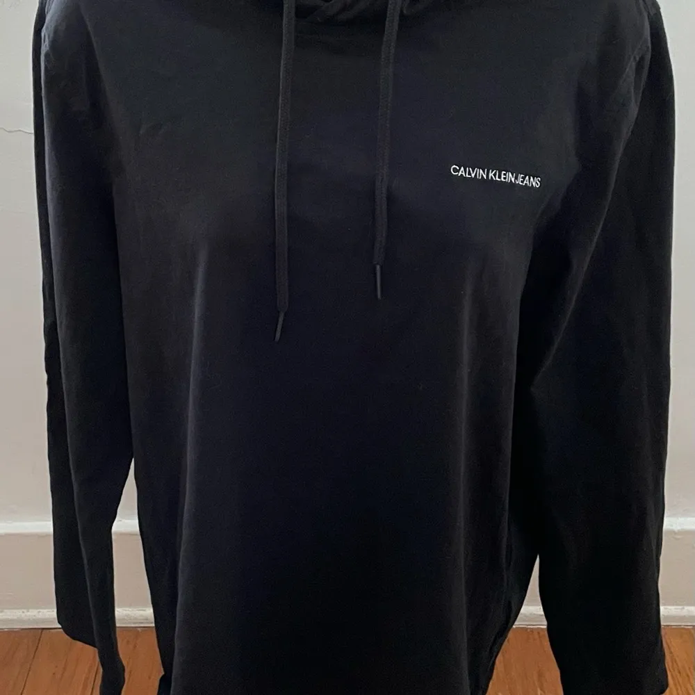 Calvin Klein Jeans Women’s Black 100% Cotton logo hoodie pullover sweater size M - Image 10