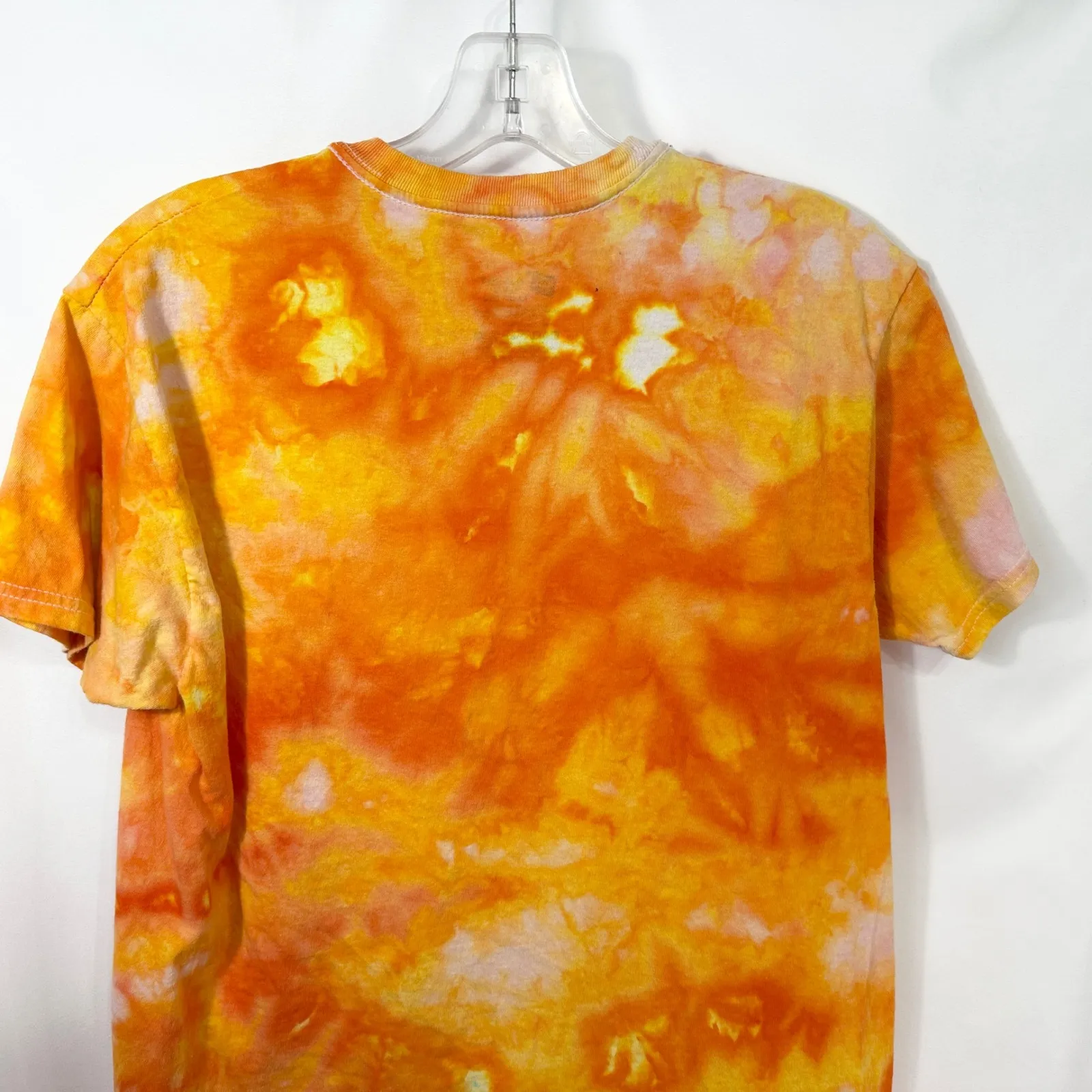 Handmade Tie Dye Top Medium Hanes T-Shirt Orange Yellow Short Sleeve Crew‎ 723 - Image 7