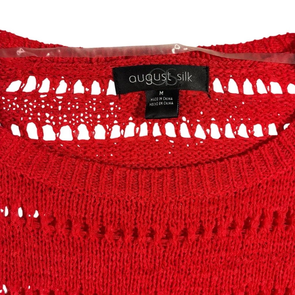 August Silk  Red See Through Lightweight Sweater‎ Women’s Size Medium - Image 6