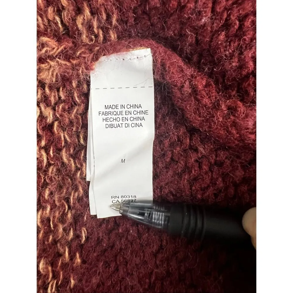 Lucky Brand Brown Ombre Dye Oversize Open Cardigan In Rust Wool Blend Size M - Image 14