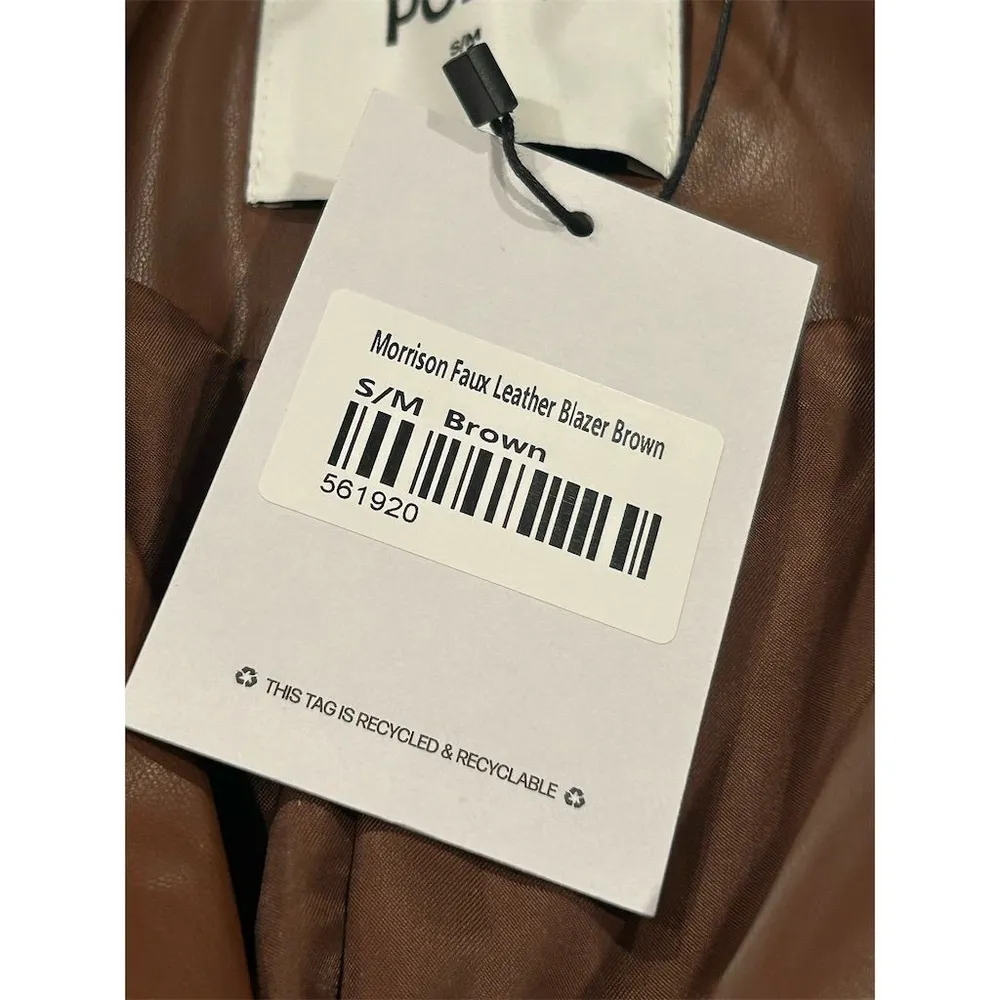 Princess Polly Blazer Jacket Size Small/Medium Morrison Faux Leather Brown NWT - Image 10