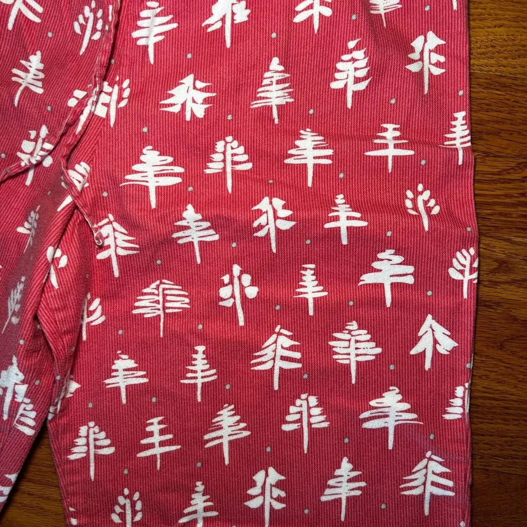Garnet Hill Organic‎ Pima Cotton Christmas Tree Pajama Pant Women's Size Medium - Image 2