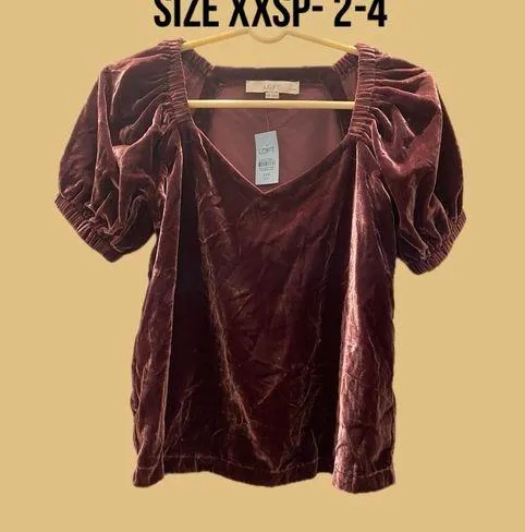 New With Tag Ann Taylor Loft Velvet Top Size XXSP - Image 2