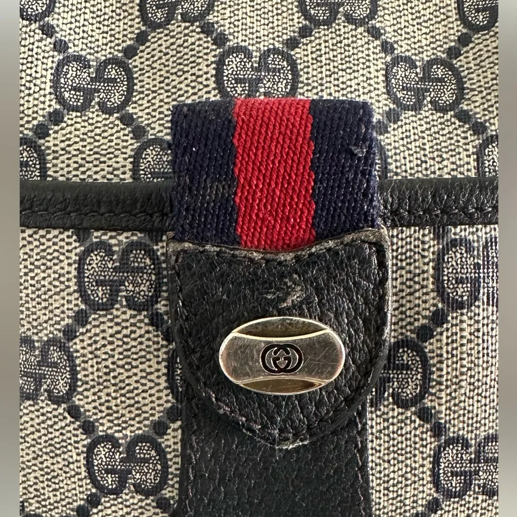 GUCCI GG  Vintage Sherry Line Stripe Navy‎  Crossbody Shoulder Navy bag Handbag - Image 3