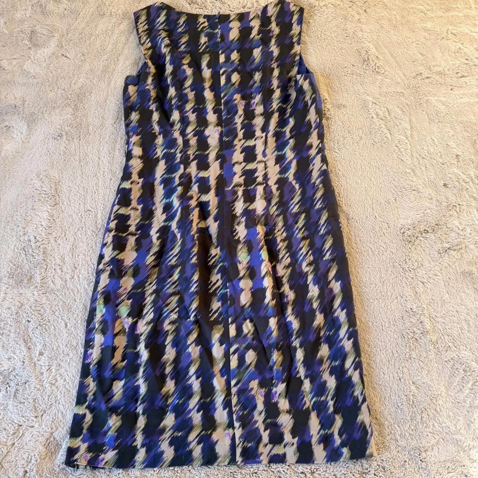 BOSS Women Sheath Dress Geometric Print‎ Sleeveless Blue Black Beige Purple Sz 4 - Image 6