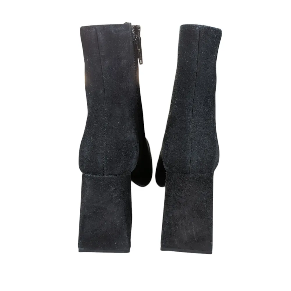 Steve Madden Treasure Suede Leather Square Toe Ankle Boot Square Chunky 6.5 Heel - Image 5