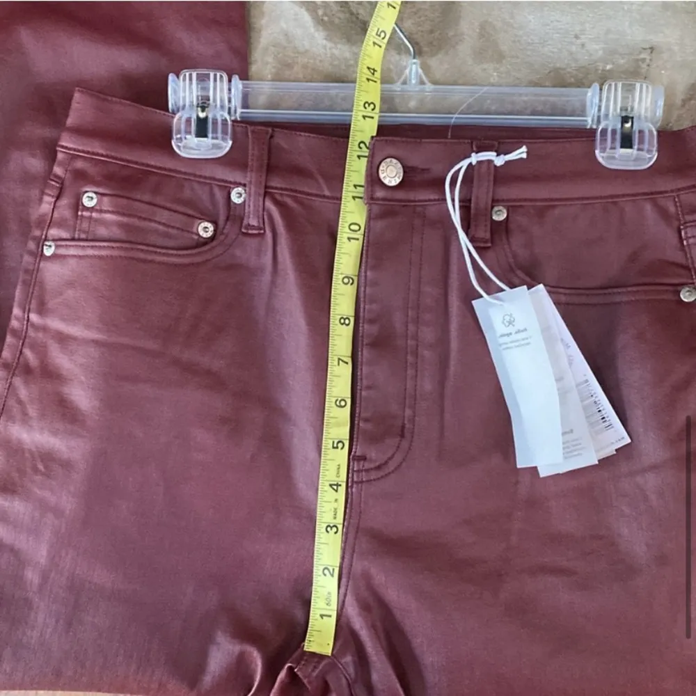 DAZE Denim Daily Driver faux vegan leather coated ankle jeans burgundy - Image 8