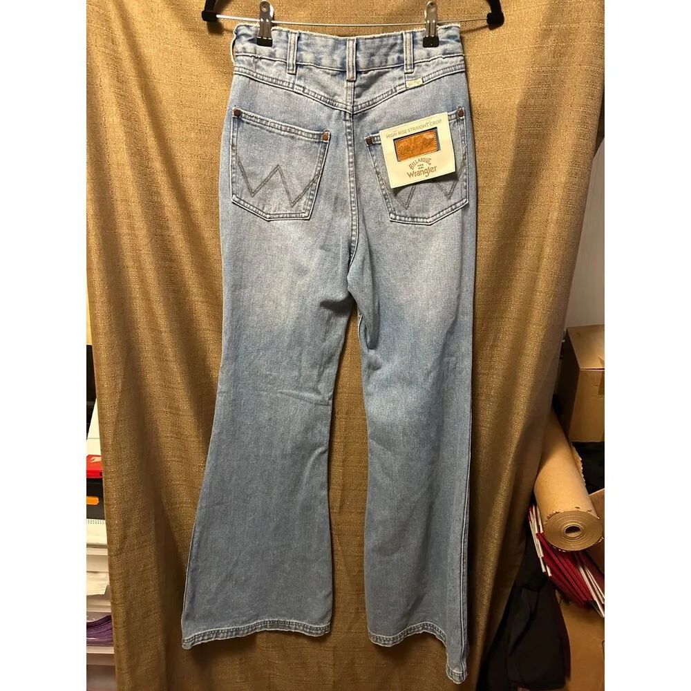 NWT Billabong x Wrangler High Rise Super Flare Patched Jeans Blue Surf Size 26 - Image 5
