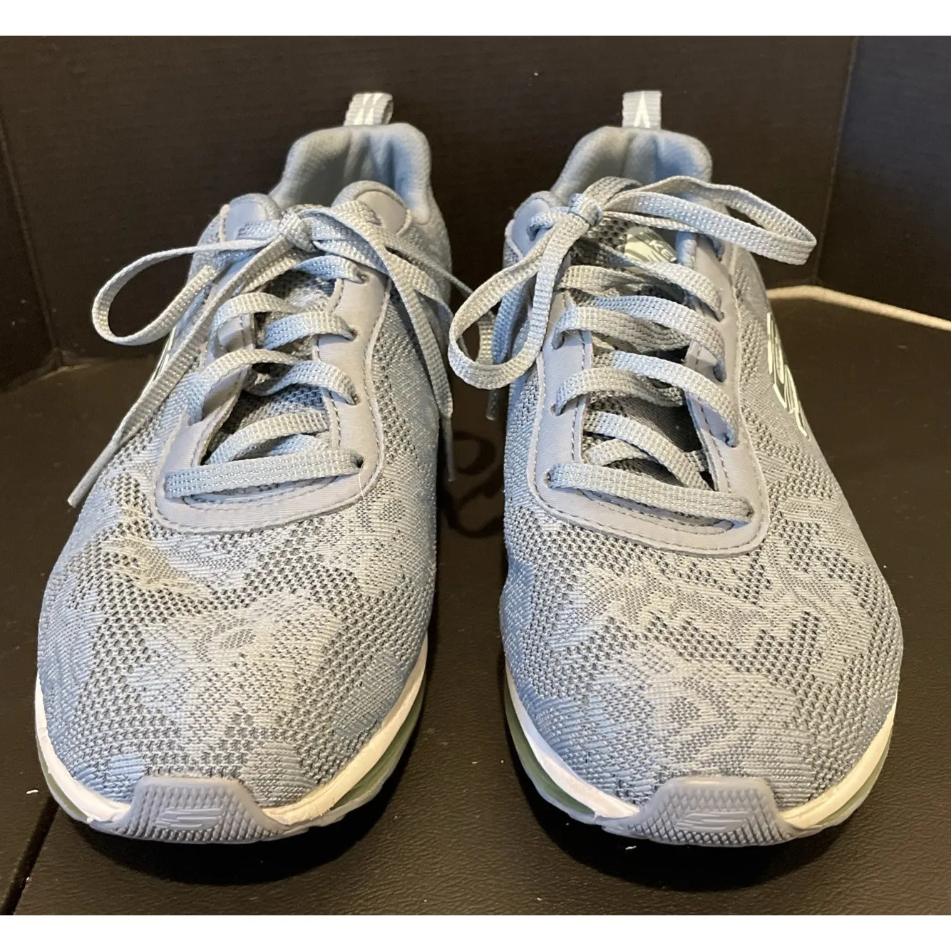 Skechers Womens Size 8 Skech Air Cooled Memory Foam‎ Sneakers Slate Blue Lace - Image 2