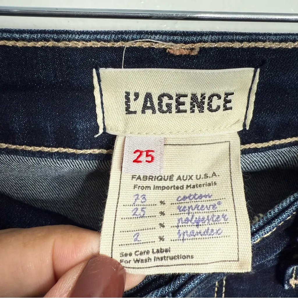 L'agence Margot‎ High Rise Skinny Super Stretch Cropped Columbia Raw Hem Size 25 - Image 8