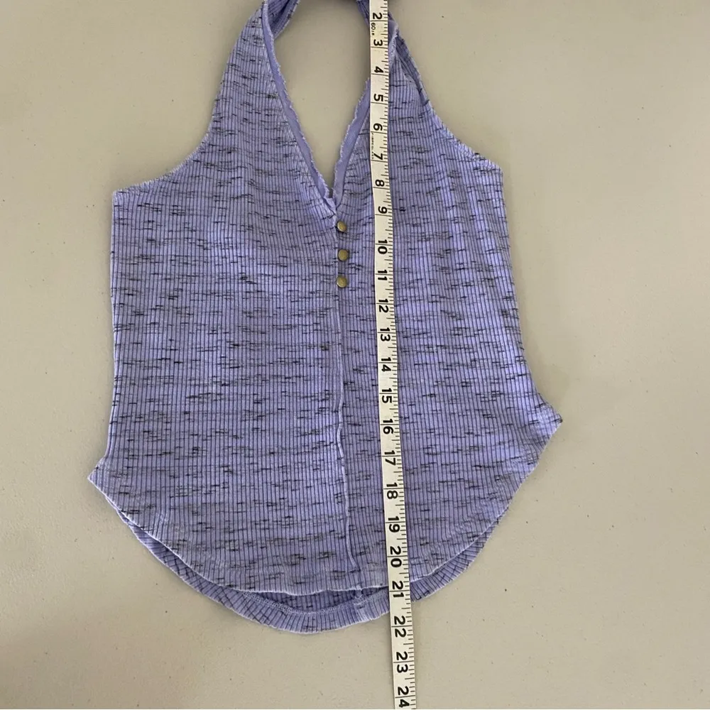 Anthropologie Pilcro Lavender Purple Ribbed Henley Halter Tank Top Small - Image 8