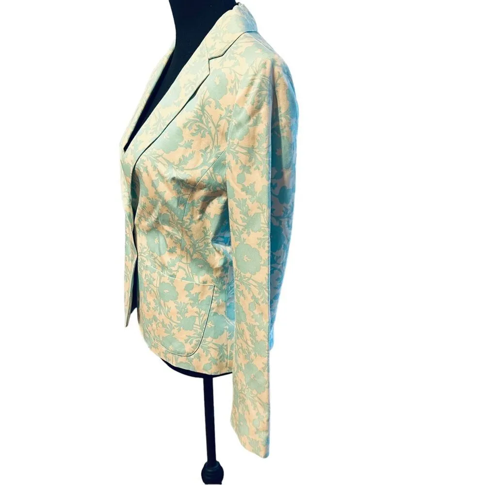 Casual Corner Cream Aqua Blue Vintage Jacket Sz6 Size 6 - Image 5