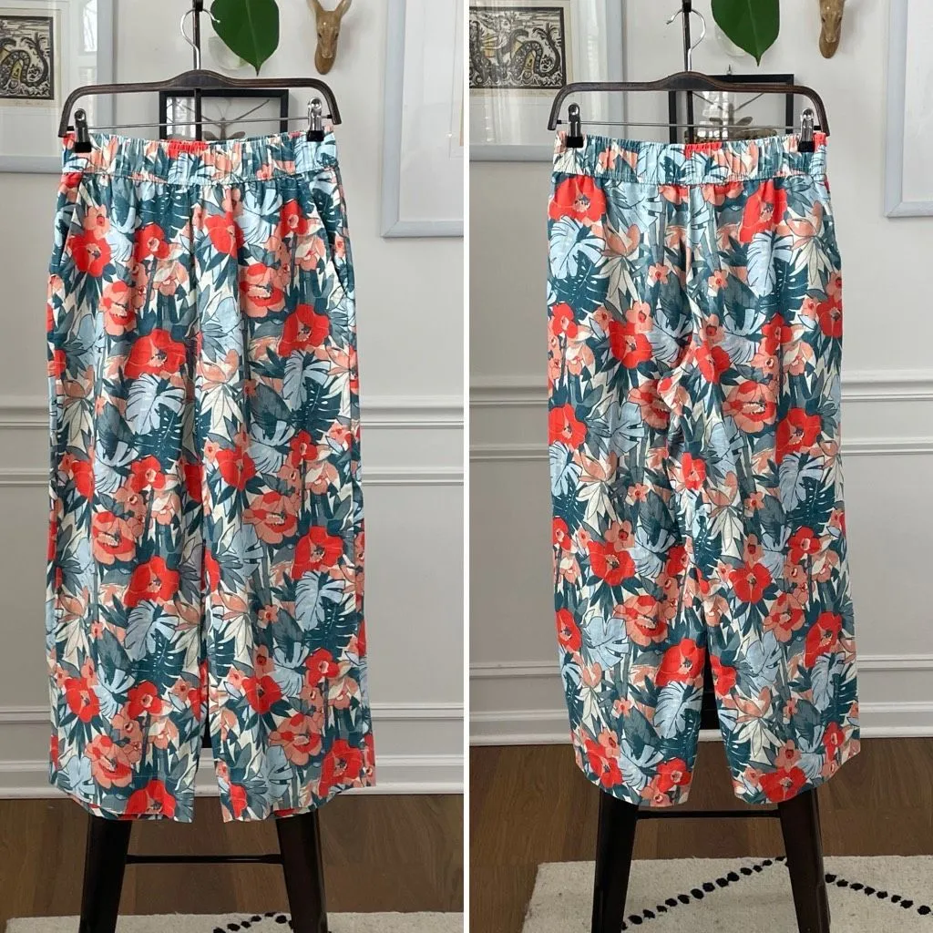 C&C California Floral Print Wide Leg Linen Pants S - Image 2