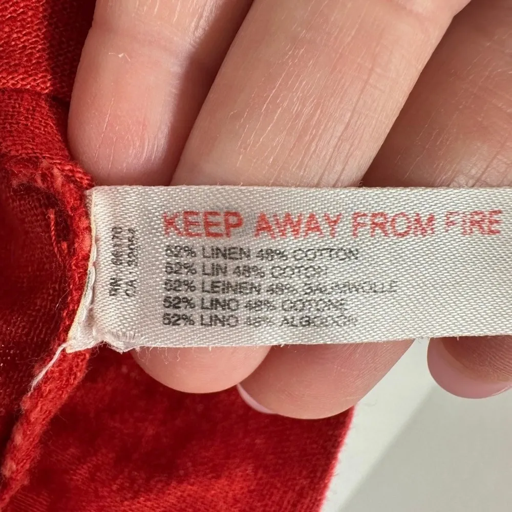 Free‎ People Red Linen Blend Mini Skirt Drawstring Waist Pockets Casual Summer - Image 6