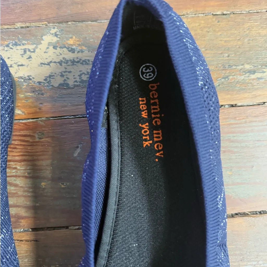 Bernie Mev Stretch Knit Navy and Silver Ballet Flats ~ Size 39 (8.5) 💛🍄 Blue - Image 3