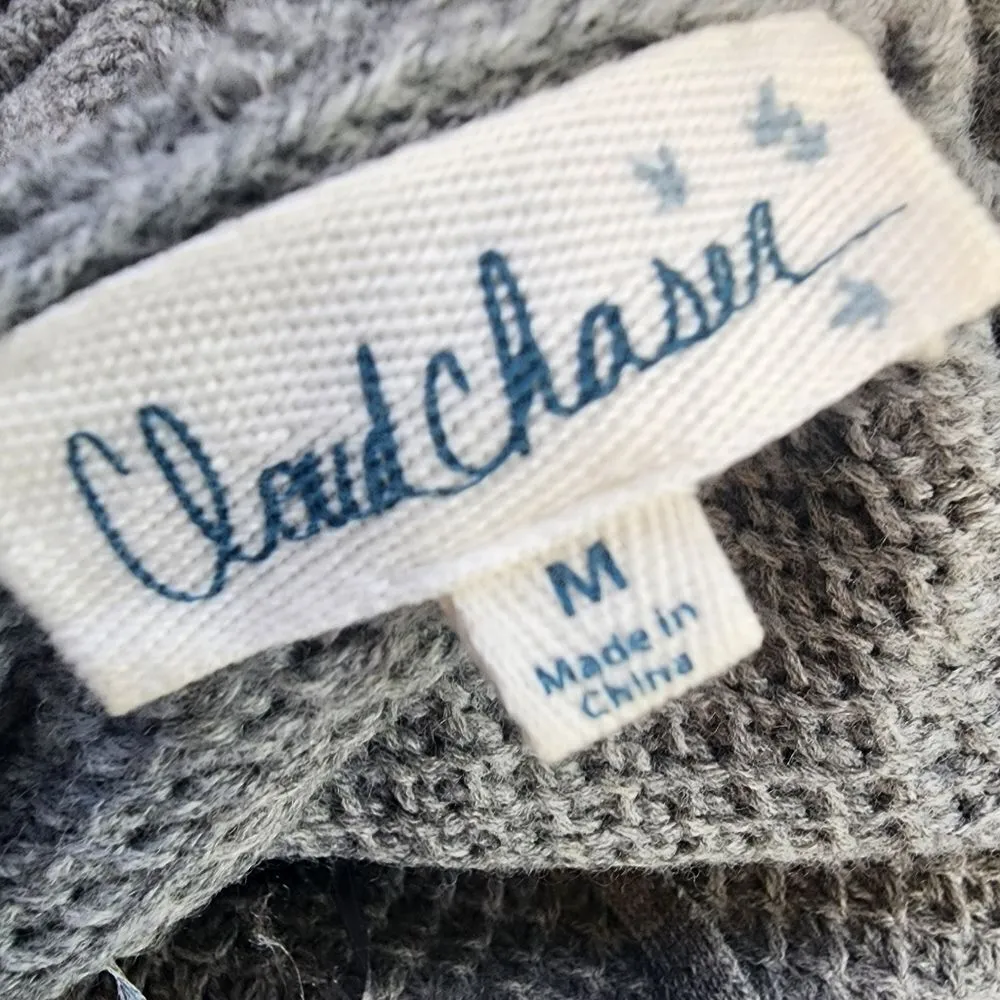 Cloud Chaser Gray, Black, & White Striped Knit Hoodie (M) - Image 6