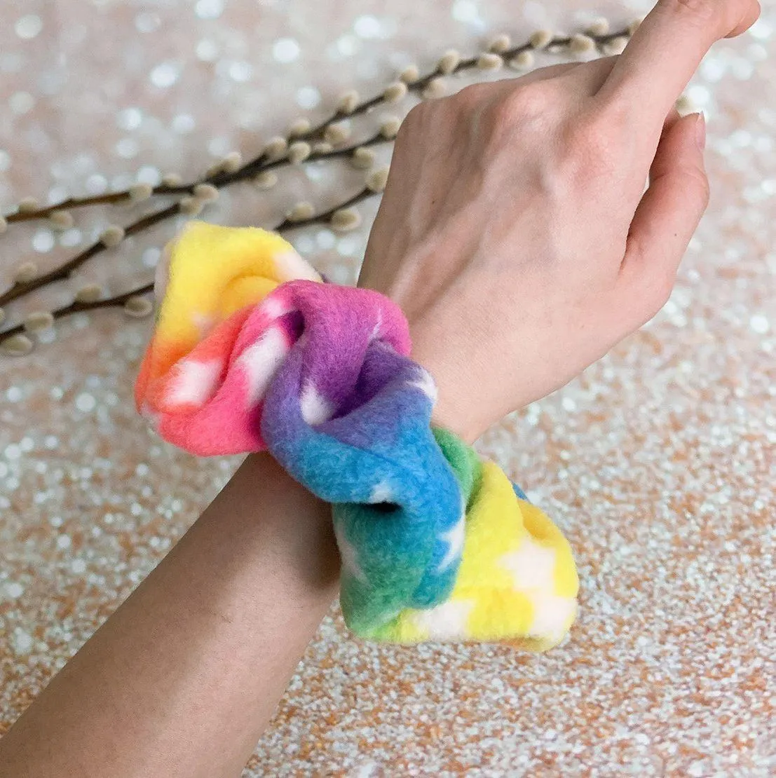 Large rainbow tie dye with stars Scrunchie rainbow scrunchie Multiple - Image 3
