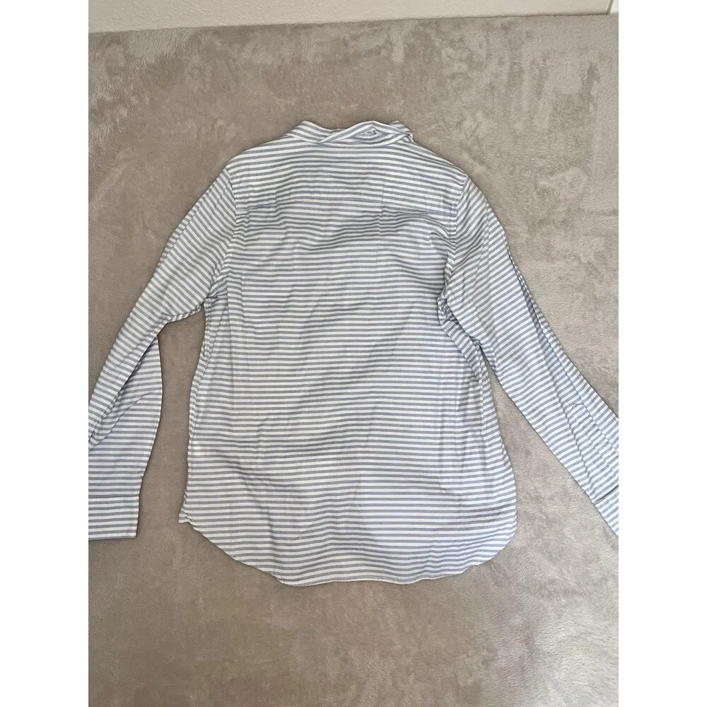 Garnet Hill Women’s Striped Button 100% Cotton Blouse Size 14 Beach Vacation - Image 9