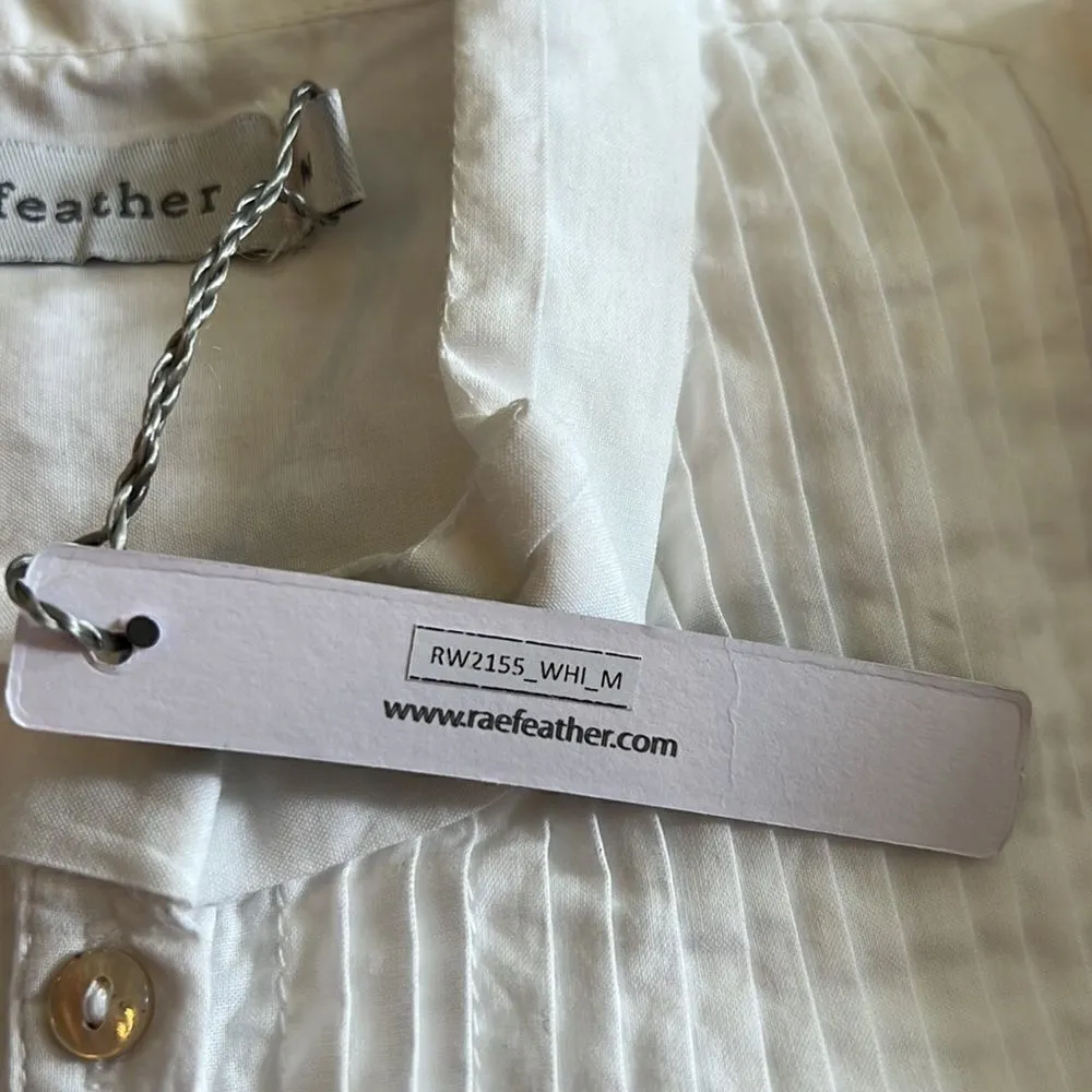 Rae Feather White Organic Cotton Short Sleeve Shirt Dress NWT M White Size M - Image 6