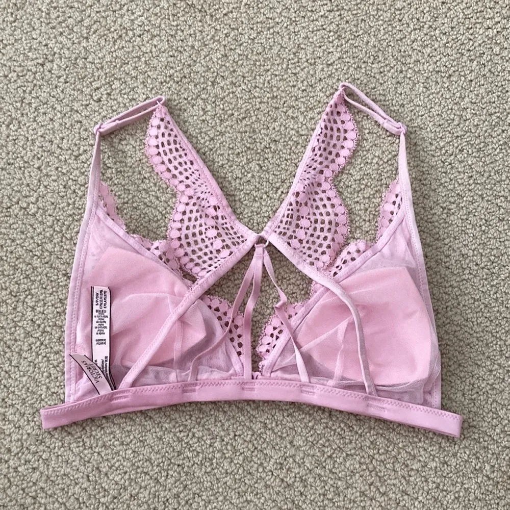 Victoria’s Secret Pale Pink Lacy Triangle Bralette Bra Size Small Angel Wing EUC - Image 3