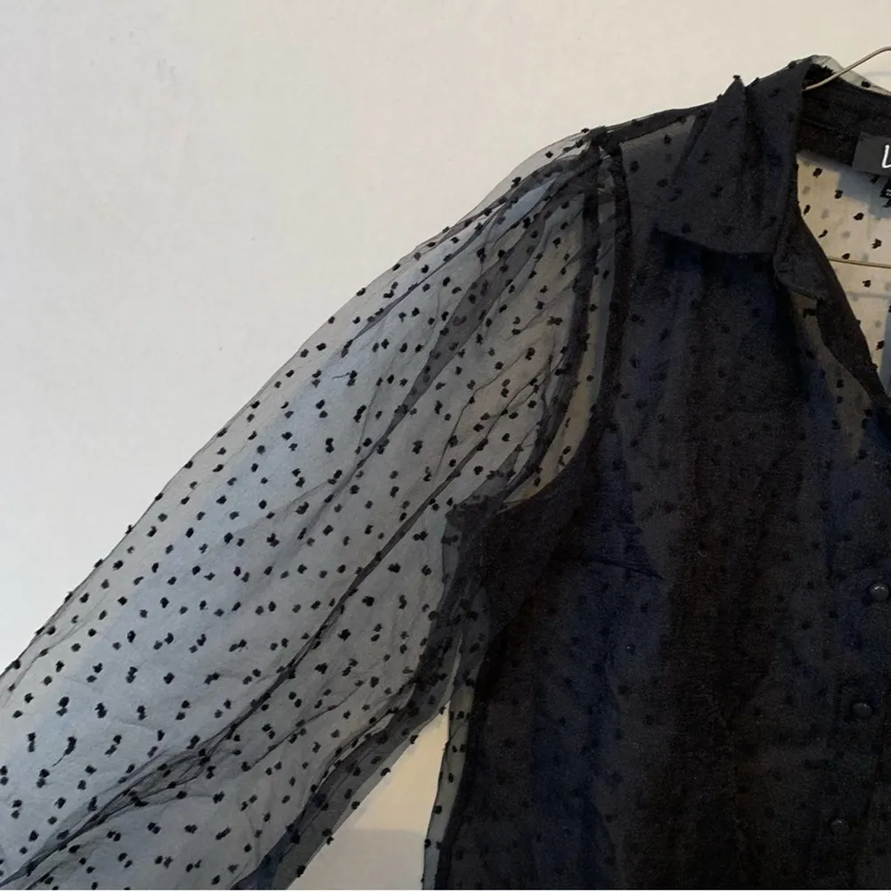 NWT Lulus Black Majorly Chic Organza Swiss Dot Sheer Top - Image 21
