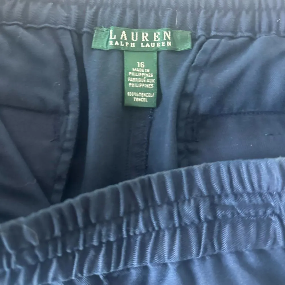 Lauren Ralph Lauren Elastic Waist Shorts Capri Navy Blue 16 - Image 8
