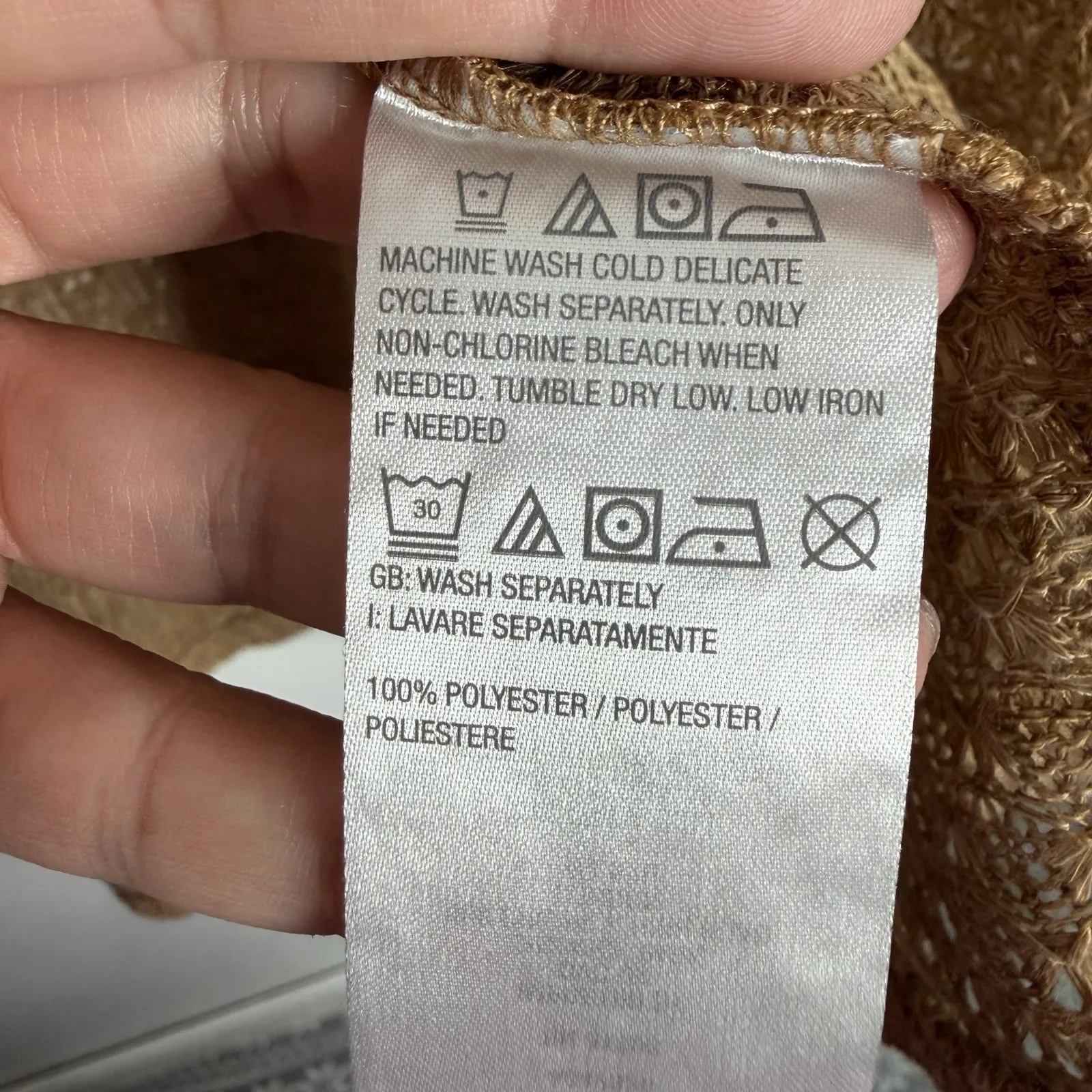 NWT Denim & Co. Fauxchet Long Sleeve Shrug Cardigan Tan 2X Casual Open Front Brown Size XXL - Image 5