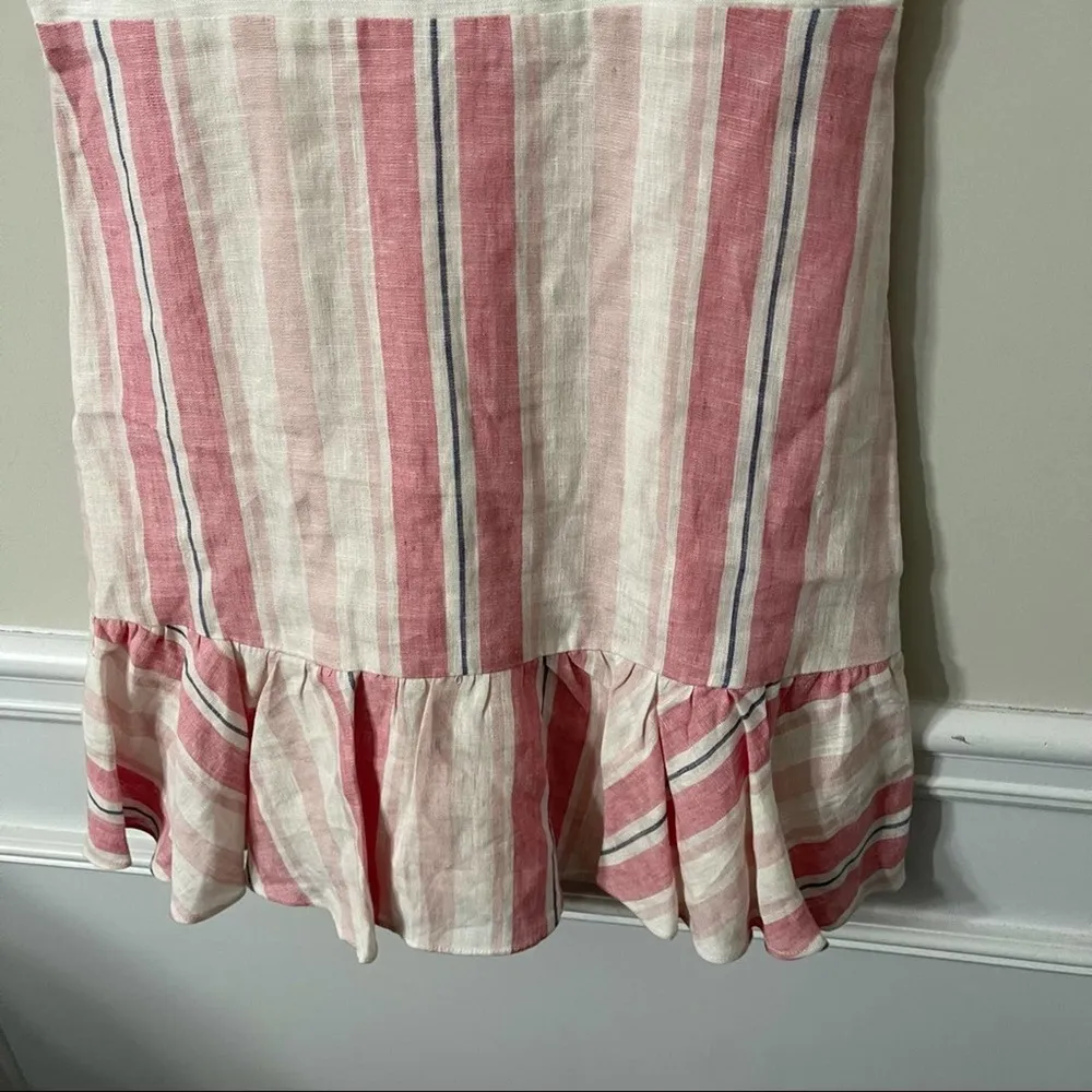 Parker bow linen dany striped fit n flare dress size‎ 6 - Image 5