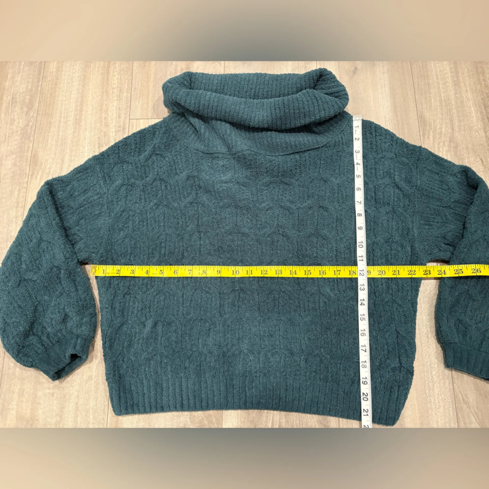 moon & madison Teal Cowl Neck Sweater Blue Size M - Image 3