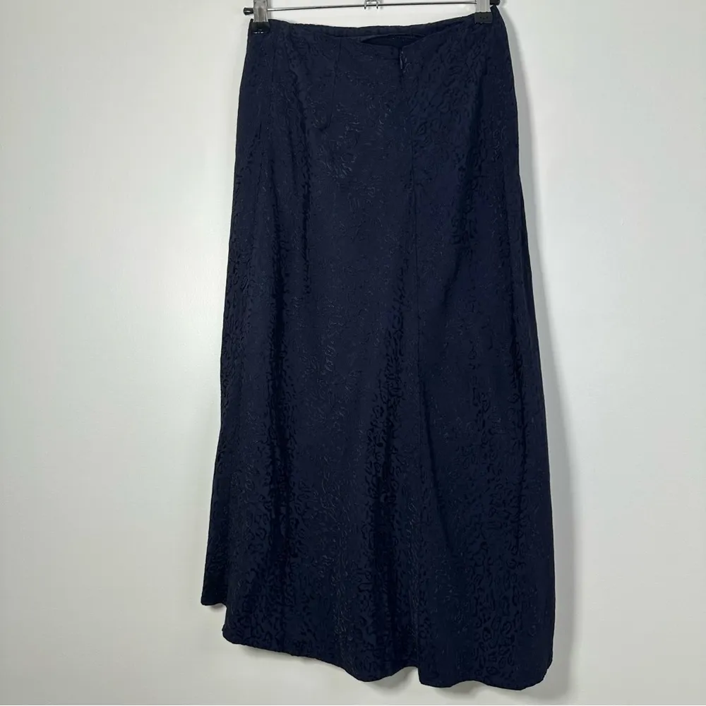 LPA Revolve Navy Blue Leopard Print Embellished Wrap Skirt Size XS - Image 2