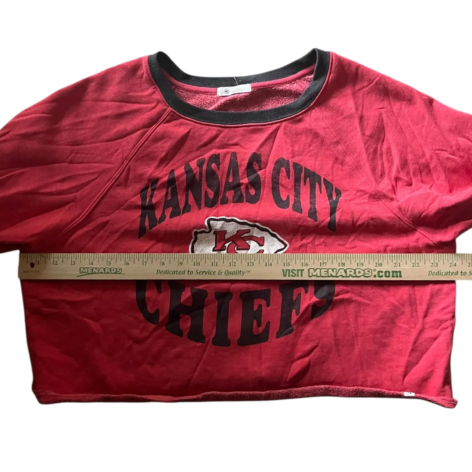 Kansas City Chiefs 47 Brand Cropped Sweatshirt‎ Red Black Sporty Womens L - Image 8