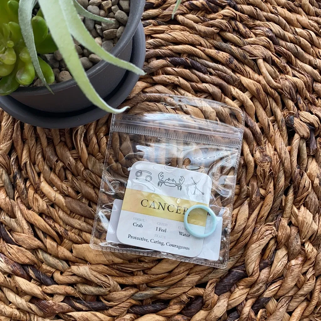 Mint green silicone wedding ring band Sz 6 zodiac astrology horoscope Cancer New - Image 2