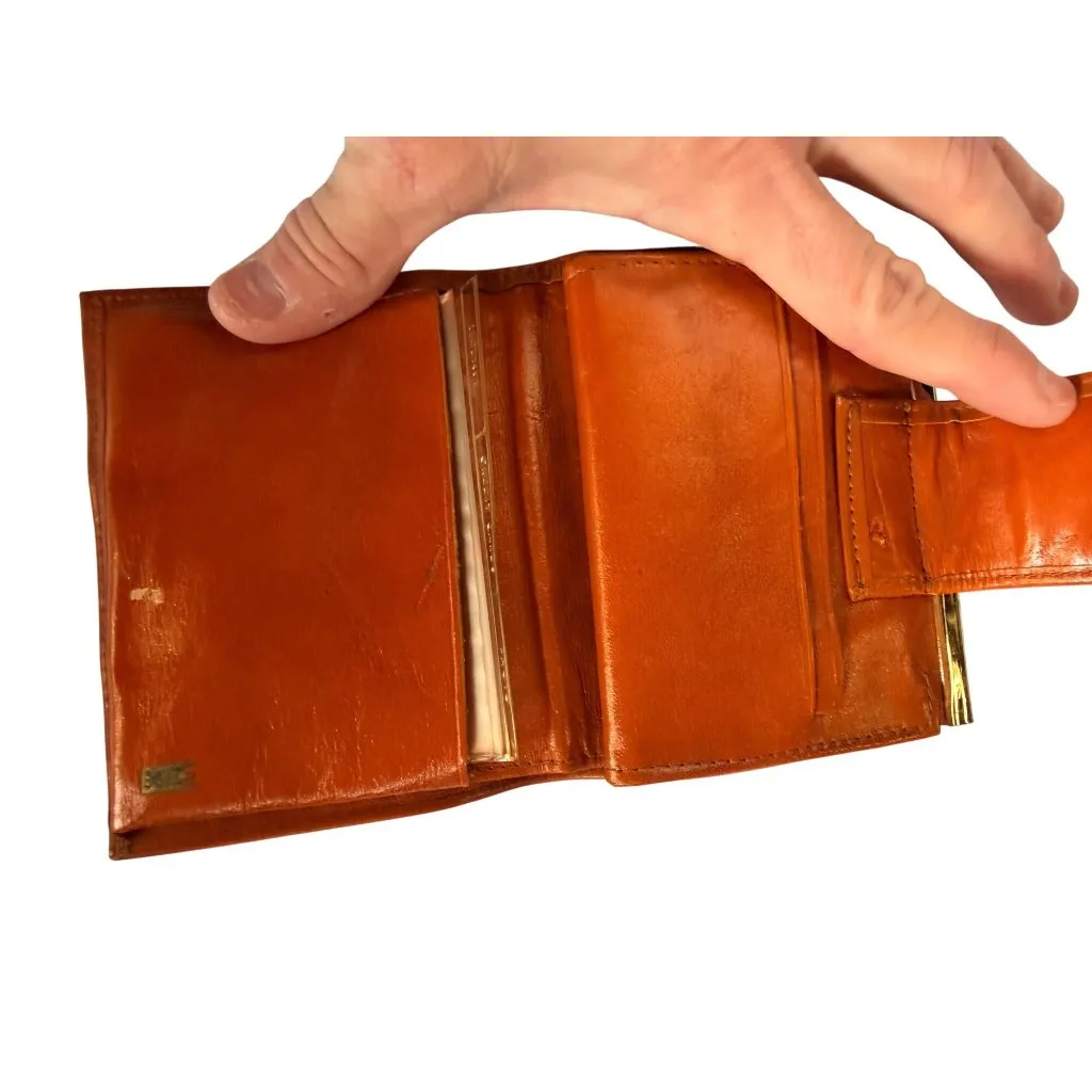 Vintage Royal K Brown Leather & Suede Wallet With Gold Clasp - Image 2