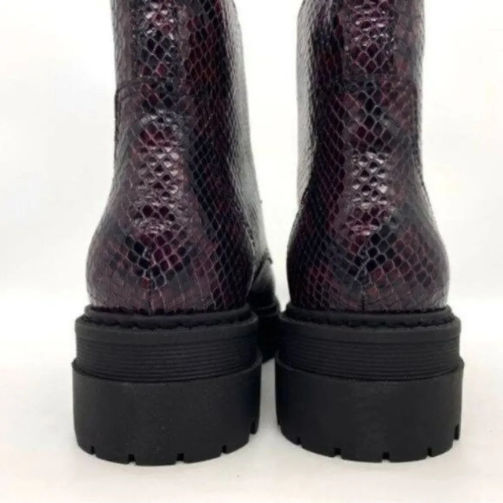 Marc Fisher Paralee Lugsole Leather Ankle Boots New Snakeskin Moto Goth - Image 7