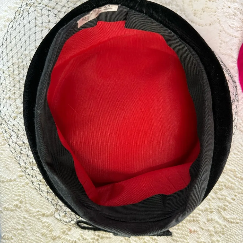 Vintage Elegant Black Veiled Hat Union Made in the USA Size 6 - Image 5