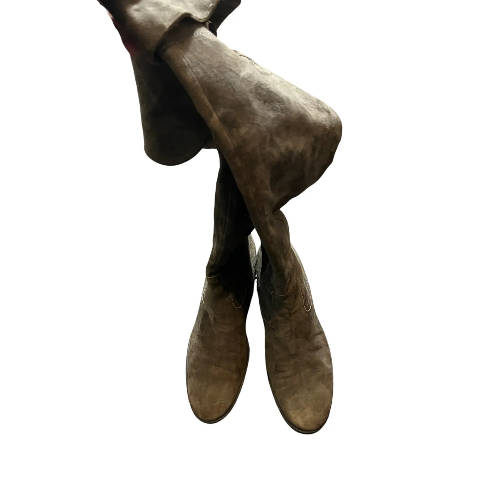 Lavorazione Artigianale Suede Boots Gray Brown Womens Knee High Size‎ 40 Size 9 - Image 4