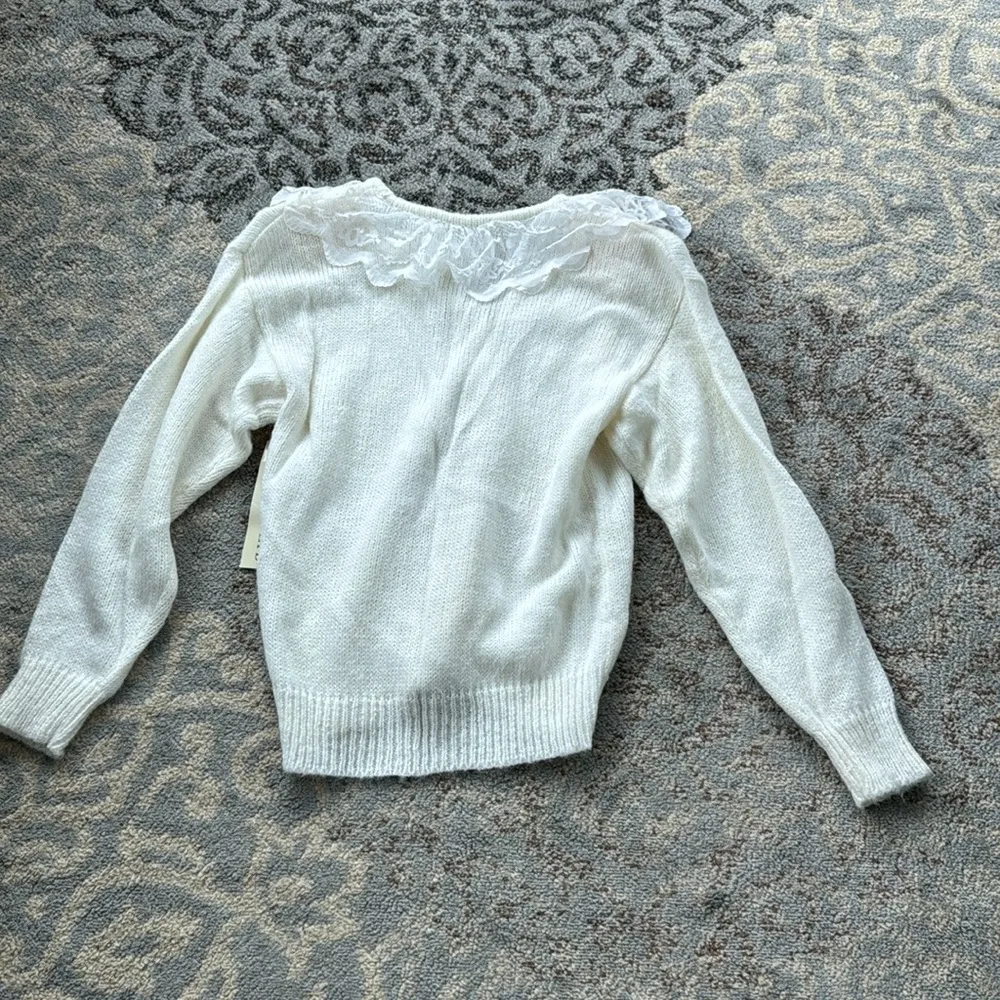 Vintage Margules Knit Button Down Sweater White Large - Image 8