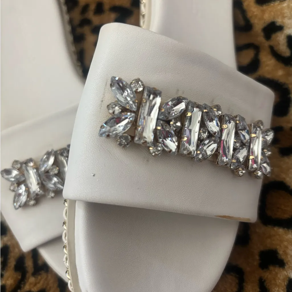 Karl Lagerfeld White Crystal Slide Sandals - Image 2