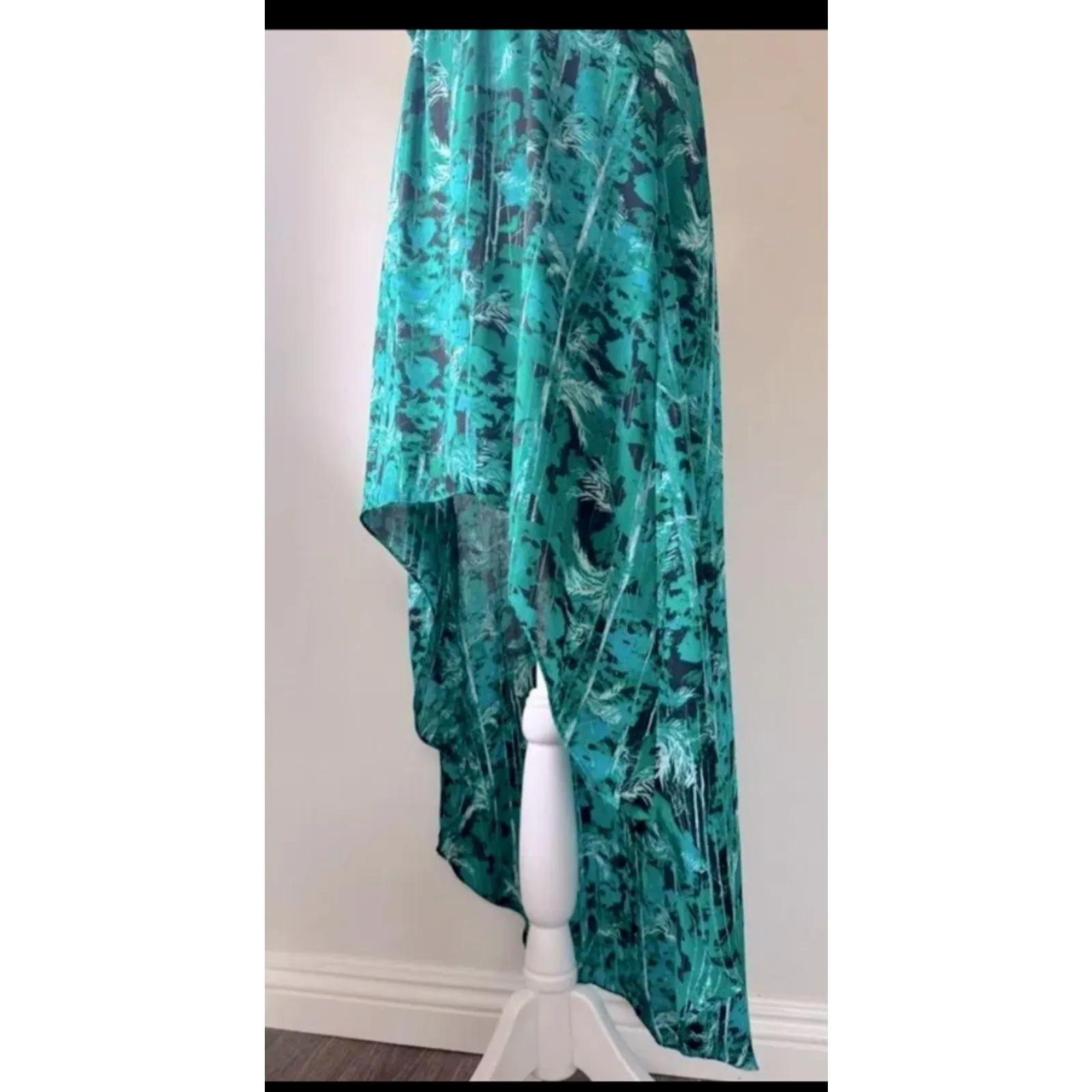 Ambar Dress sz S Teal Green Midi Hi Low Hem Sleeveless Tropical Vacation Cruise - Image 3