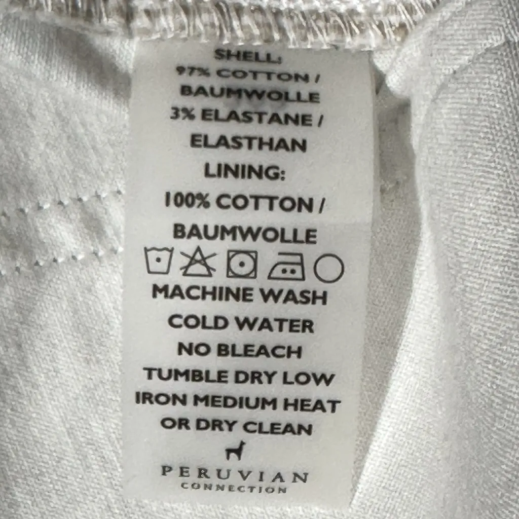 Peruvian Connection Hatsuko Pants 14 Beige Floral Print Tapered Mid-Rise Stretch - Image 6